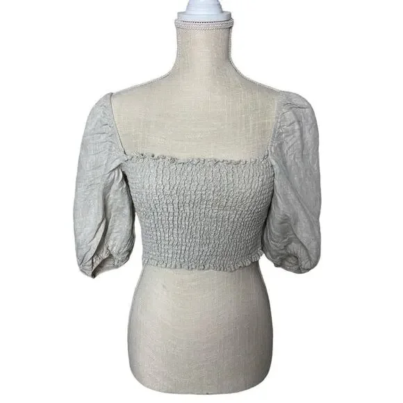 Reformation Scarlett Linen Cream Two Piece Set Size 8 - Picture 2 of 16